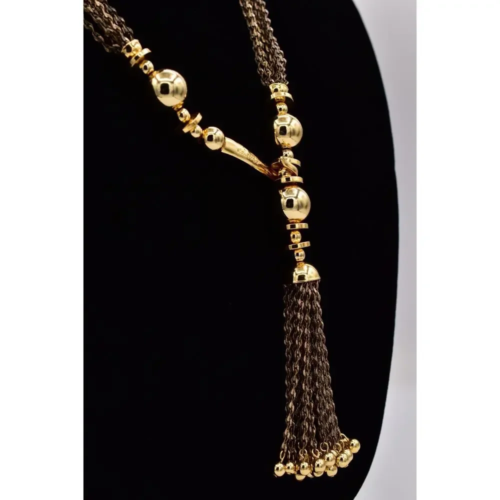 Stella & Dot Vintage Tassel Beaded Statement Necklace Antiqued Chunky Y2K BinBD